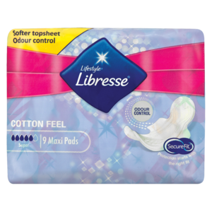 Libresse Sanitary Pads Cotton Feel Unscented Maxi Pads 9 Pack