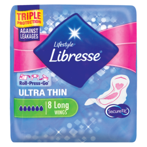 Libresse Ultra Long Thin Pads With Wings 8 Pack