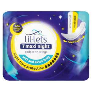 Lil-Lets Unscented Maxi Thick Night Pads With Wings 7 Pack