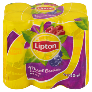Lipton Mixed Berried Flavoured Ice Tea Cans 6 x 330ml - myhoodmarket