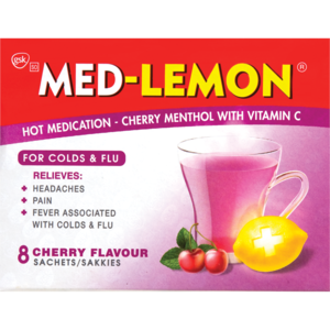 Med-Lemon Cherry Menthol With Vitamin C Hot Medication 8 Pack