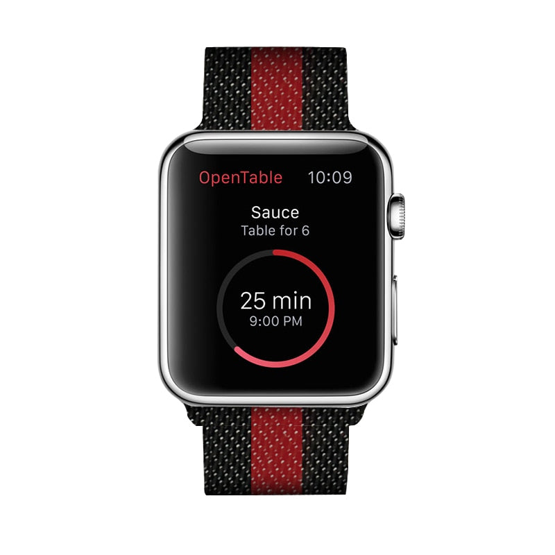 Milanese Loop Band Black Red Design For Apple