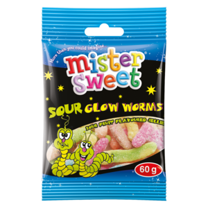Mister Sweet Sour Glow Worms 60g