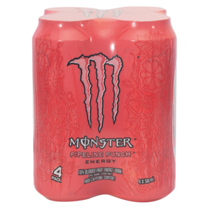 Monster Pipeline Punch Flavoured Energy Fruit Drink Cans 4 x 500ml