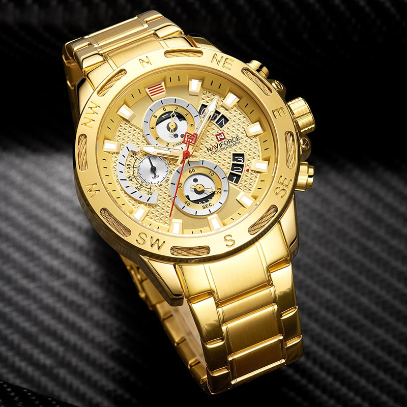 NAVIFORCE Luxury Brand Mens Sport Watches Gold