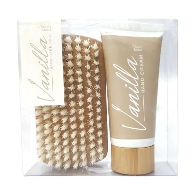 Natures Edition Hand Care Set Containing Wooden Brush And Hand And Nail Cream 60ml Vanilla