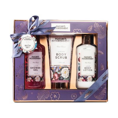 Natures Nourish Bath Gift Set Peony 3pcs