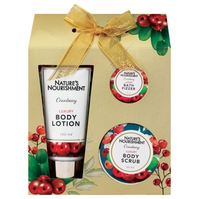 Natures Nourishment Bath Gift Set Cranberry 3pcs