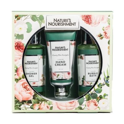 Natures Nourishment Bath Set Rose & Eucalptus 4pcs