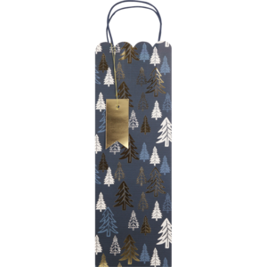 Navy With Trees Foil Bottle Gift Bag