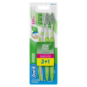 Oral-B Ultra Thin Sensitive Green Toothbrush 3 Pack - myhoodmarket