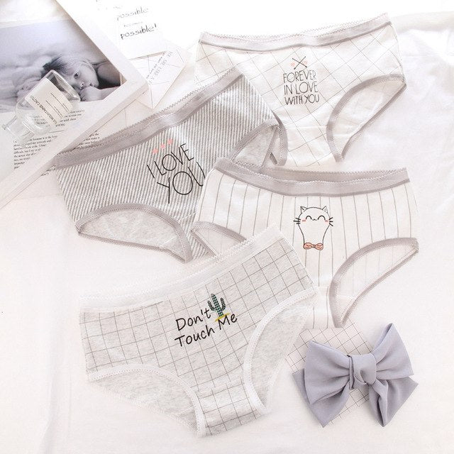 Panties for women cotton lattice letters print
