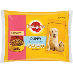 Pedigree Beef & Rice In Jelly Dog Food Pack 4 x 100g - myhoodmarket