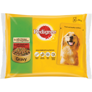 Pedigree Chicken Beef & Vegetable Dog Food Pouches 4 x 100g - myhoodmarket