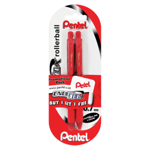 Pentel Red Rollerball Pen 2 Pack - myhoodmarket