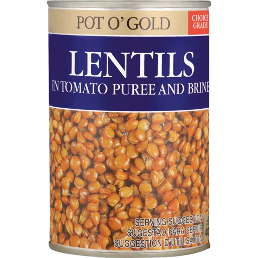 Pot O' Gold Lentils In Tomato Puree & Brine 400g