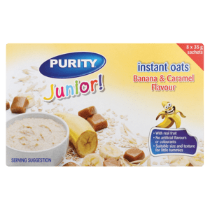 Purity Junior Banana & Caramel Flavoured Instant Oats Sachets 8 x 35g - myhoodmarket