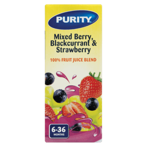 Purity Mixed Berry, Blackcurrant & Strawberry 100% Fruit Juice Blend 6-36 Months 200ml - myhoodmarket