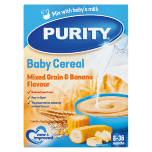 Purity Mixed Grain & Banana Flavoured Baby Cereal 200g - myhoodmarket