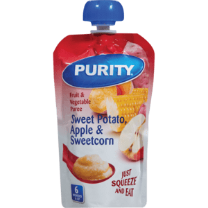 Purity Sweet Potato, Apple & Sweetcorn Fruit & Vegetable Puree 110ml - myhoodmarket