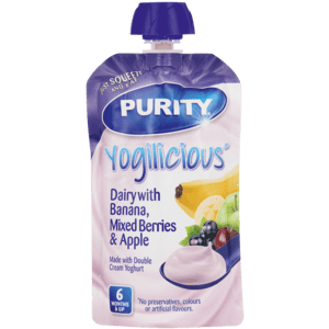 Purity Yogilicious Banana, Mixed Berries & Apple Baby Food Pouch 110ml - myhoodmarket