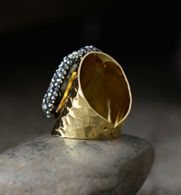 Rings For Women High End Gold Color Drusy Rings