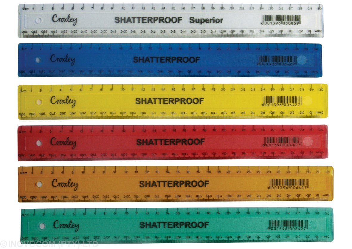 Croxley Ruler Shatterproof 30cm Assorted Neon