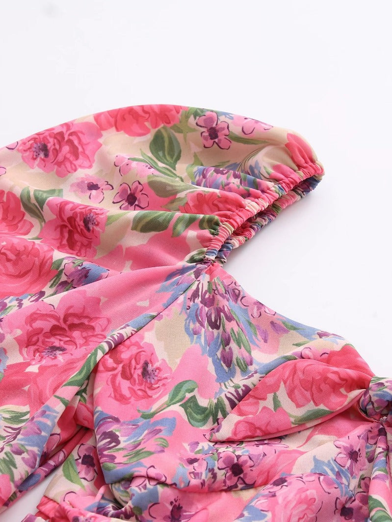 Floral Print Corset Tops Summer Blouse