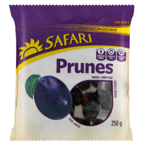 Safari Dried Unpitted Prunes 250g
