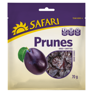 Safari Dried Unpitted Prunes 70g