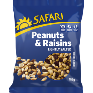 Safari Lightly Salted Peanuts & Raisins 750g
