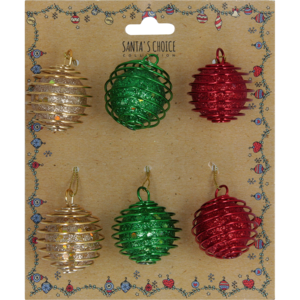 Santa's Choice Collection Glitter Balls Tree Decorations 6 Piece