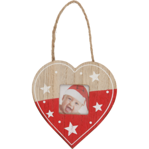 Santa's Choice Heart Shape Wood Photo Frame Christmas Tree Decoration