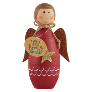 Santa's Choice Large Red Christmas Wooden Angel