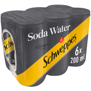 Schweppes Soda Water Soft Drink Can 6 x 200ml