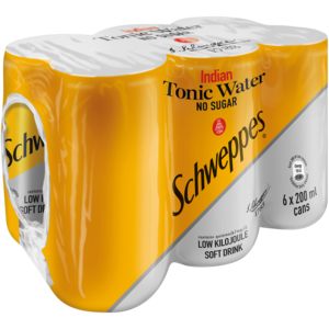 Schweppes Zero Sugar Indian Tonic Water Soft Drink Cans 6 x 200ml