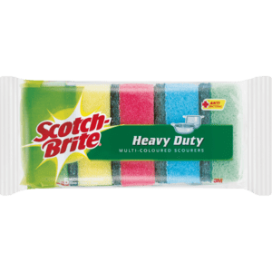 Scotch-Brite Heavy Duty Multi-Coloured Anti Bacterial Scourers 5 Pack - myhoodmarket