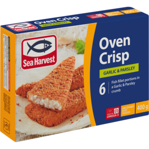 Sea Harvest Frozen Oven Crisp Garlic & Parsley Crumbed Fish 400g