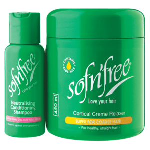 Sofn' Free Cortical Crème Relaxer Super For Coarse Hair 450ml & Neautralising Condtioning Shampoo - myhoodmarket