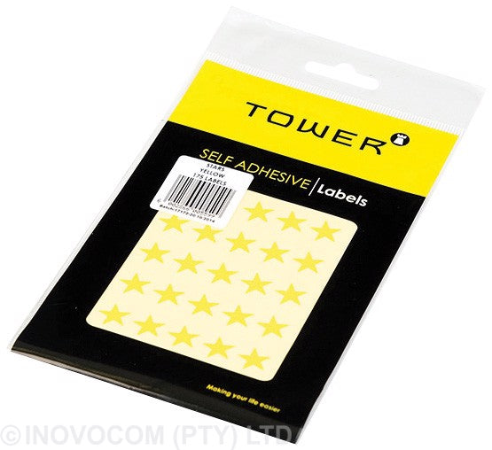 Tower Star Labels 14mm Yellow