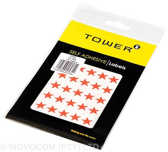 Tower Star Labels 14mm Fluorescent Red