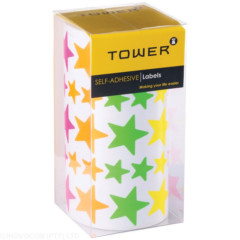 Tower Large Stars Fluorescent Mixed Colours Roll (1075 Stars per Roll)