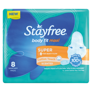 Stayfree Body Fit Maxi Super Scented Sanitary Pads 8 Pack