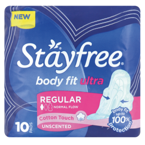 Stayfree Body Fit Ultra Regular Cotton Touch Scented Sanitary Pads 10 Pack