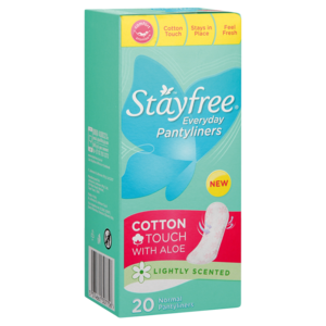Stayfree Cotton Touch Lightly Scented With Aloe Everyday Pantyliners 20 Pack
