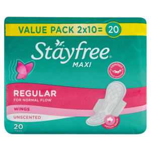 Stayfree Maxi Regular Sanitary Pads With Wings Uncented 20 Pack