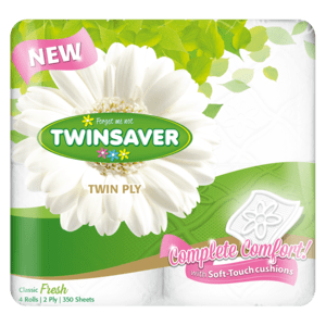 Twinsaver Twin Ply Toilet Rolls White 4 Pack - myhoodmarket