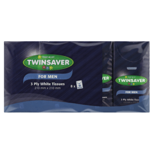 Twinsaver White 3 Ply Tissues For Men 8 Pack - myhoodmarket