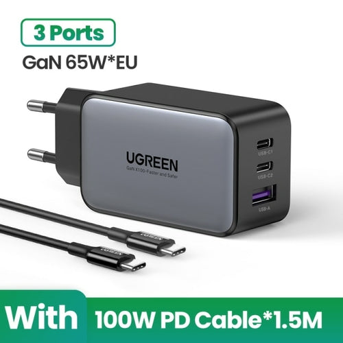 UGREEN 65W GaN Charger Quick Charge 4.0 3.0 Type C PD USB Charger for