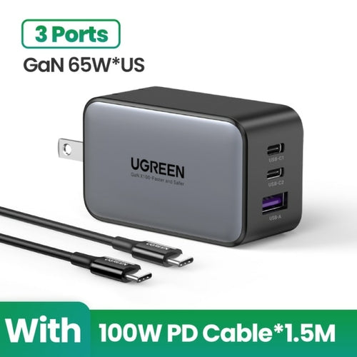 UGREEN 65W GaN Charger Quick Charge 4.0 3.0 Type C PD USB Charger for